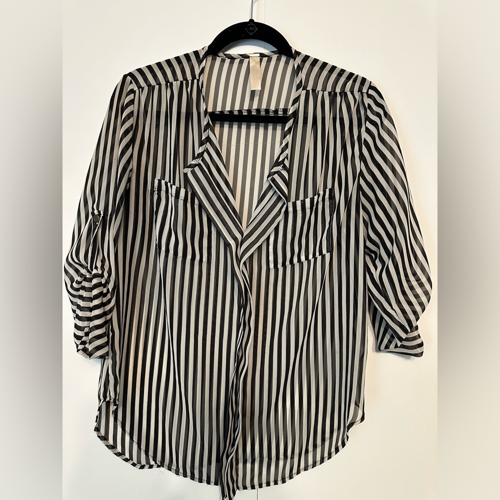 Black & white stripped blouse - small